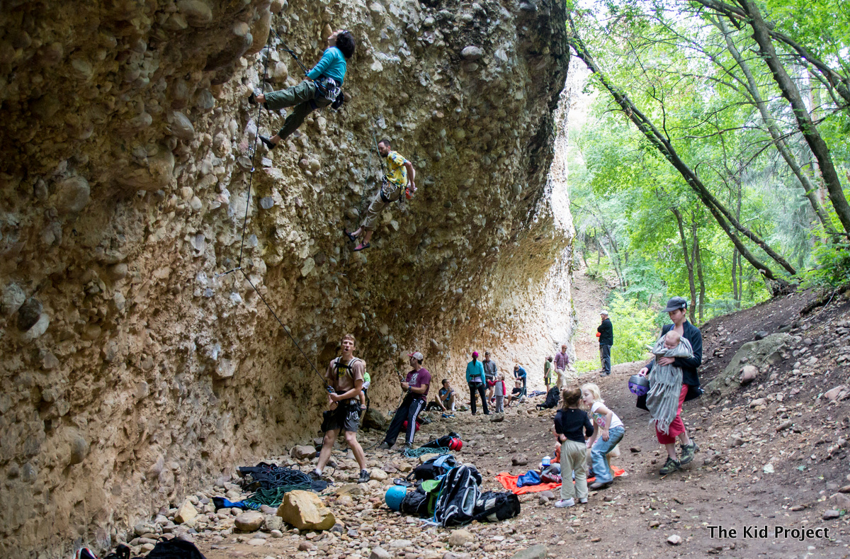 Kids at the crag, maple canyon
