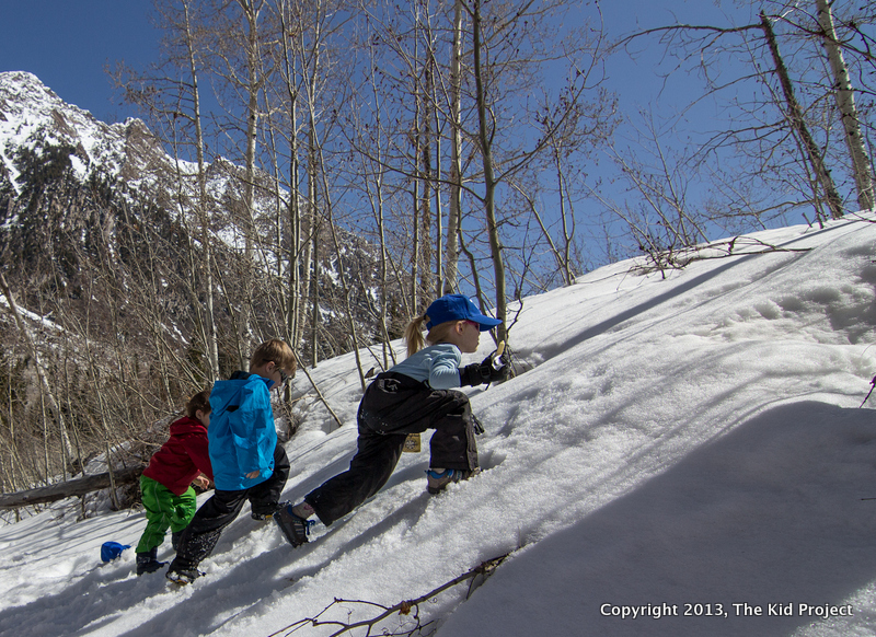 Hi-Tec kids shoe in snow and water 