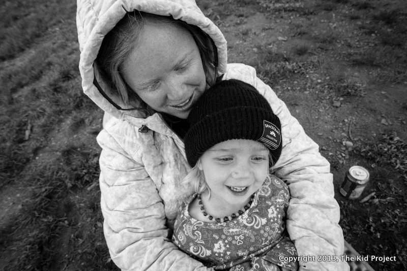 mom and daughter camping