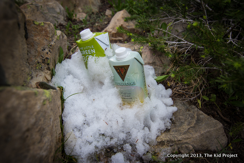 wine chilling in snow