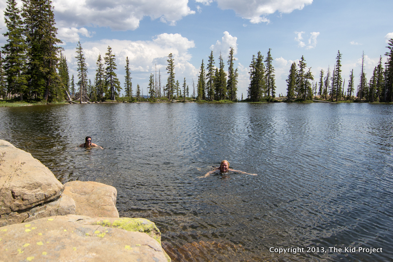 swimming in high alpine lake
