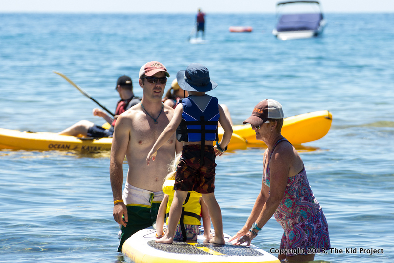 SUP with kids, balance practice