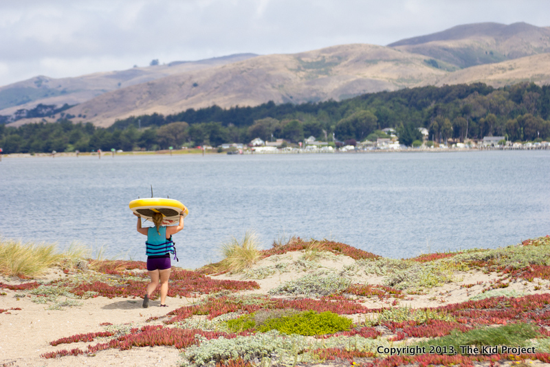 Carrying SUP to Bodega Harbor