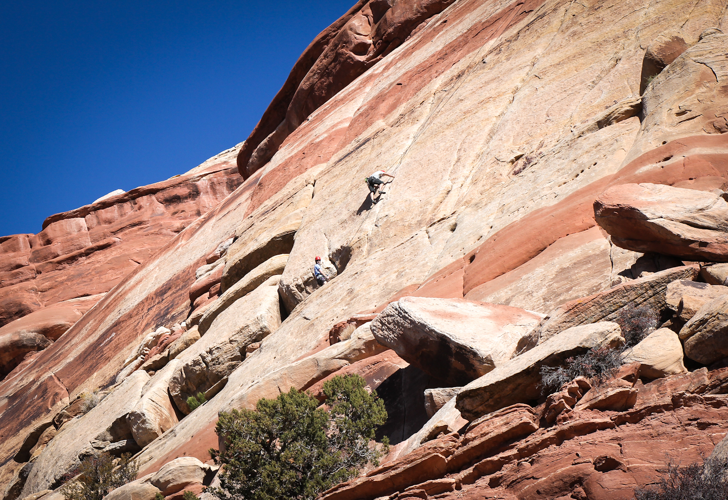 Climbing at Sunshine Wall, Southern Utah