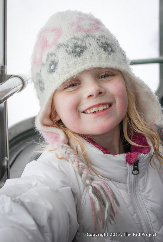 Kids riding the tram at Snowbird