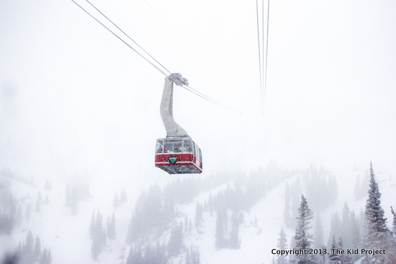 Snowbird Resort tram heading into the storm
