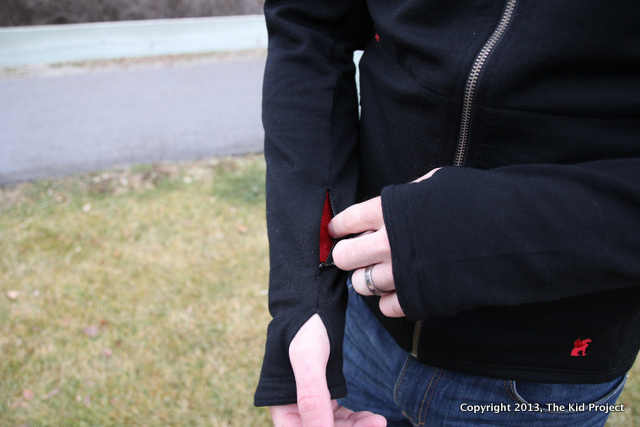 Chrome Industry's Cobra Merino Hoodie wrist pocket for key or credit card