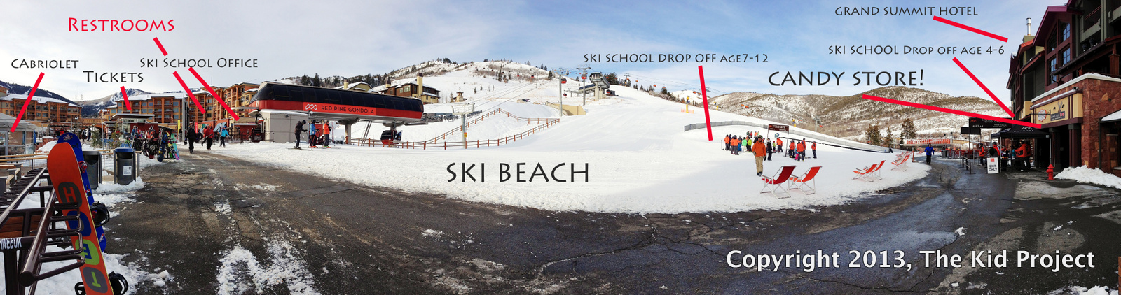 Canyons family map of village area