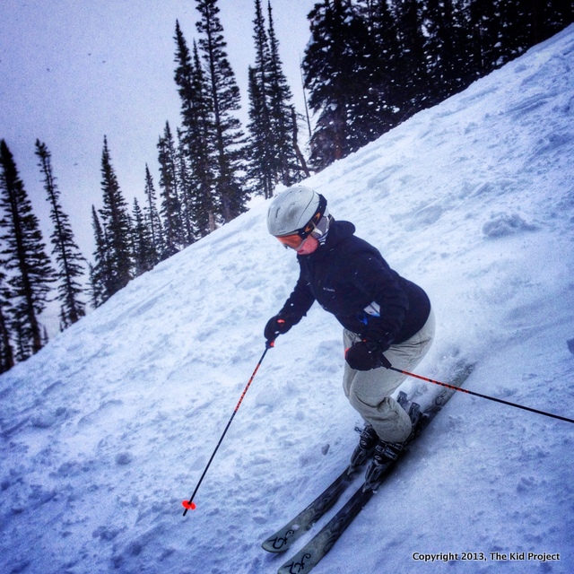 Skiing some steeps at the Canyons