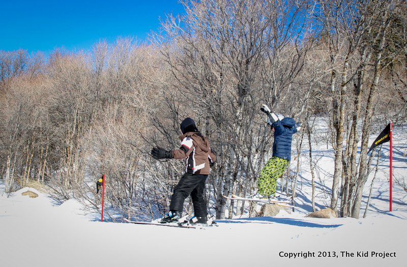 Airing off terrina parks jumps at Snowbasin