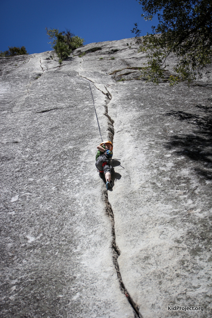 Kids first crack climb
