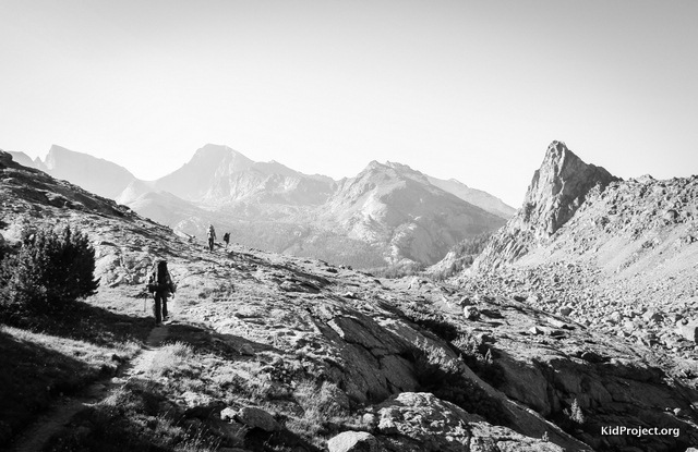 Hiking across the top of Jackass Pass, Wind Rivers, WY