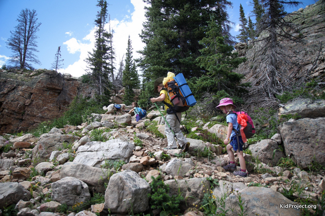Hiking into Clyde Lake, just past Wall Lake, Uintas