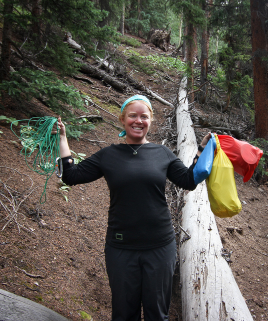 Hanging bear bags and lvoing IO Merino clothing