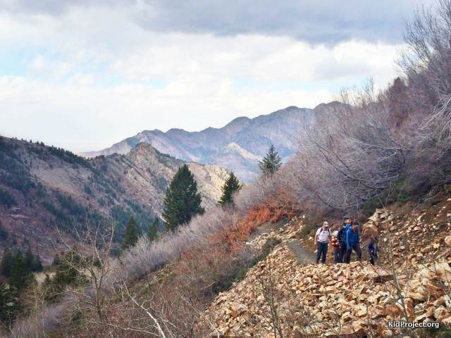 Hikin got Lake Blanche with Olympus and Wildcat Ridge in the background