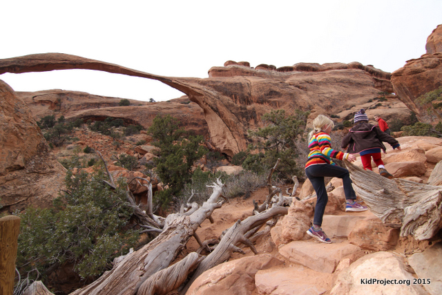 Hiking past Landscape Arch