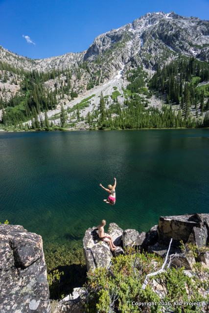 jumping into Farley Lake