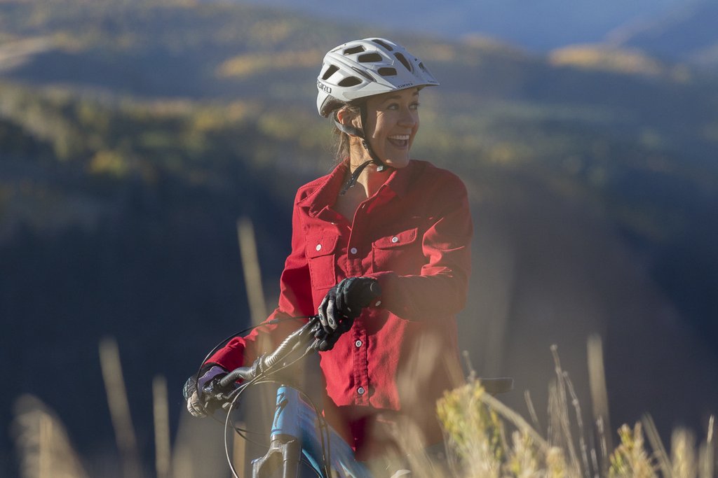 Riding bikes above Telluride in the morning