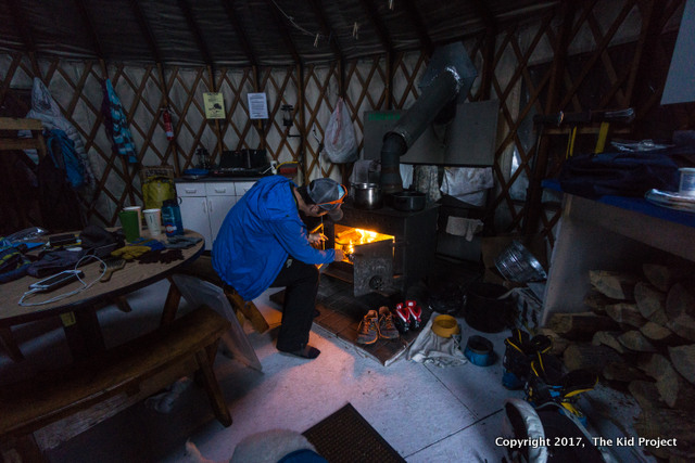 yurts, kids, winter, skiing